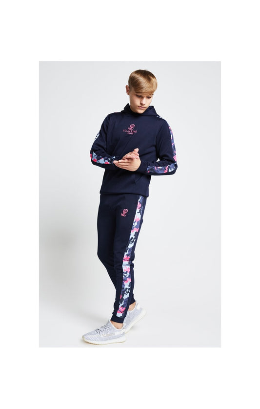 Illusive London Panelled hoodie - Marineblauw & Neon Roze Camo