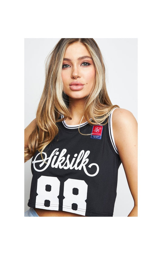 SikSilk Retro - Zwart cropped sportief shirt