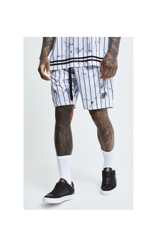 SikSilk Marble Relaxed Shorts - White & Grey