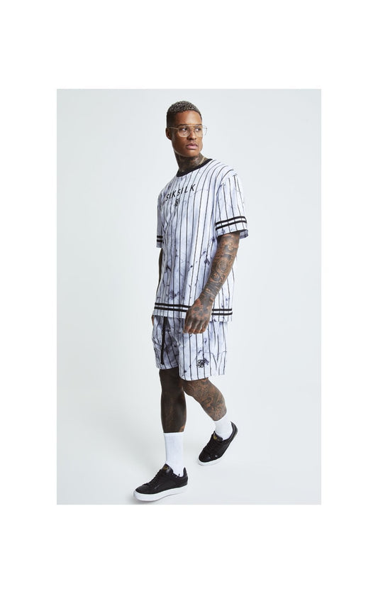 SikSilk Marble Relaxed Shorts - White & Grey