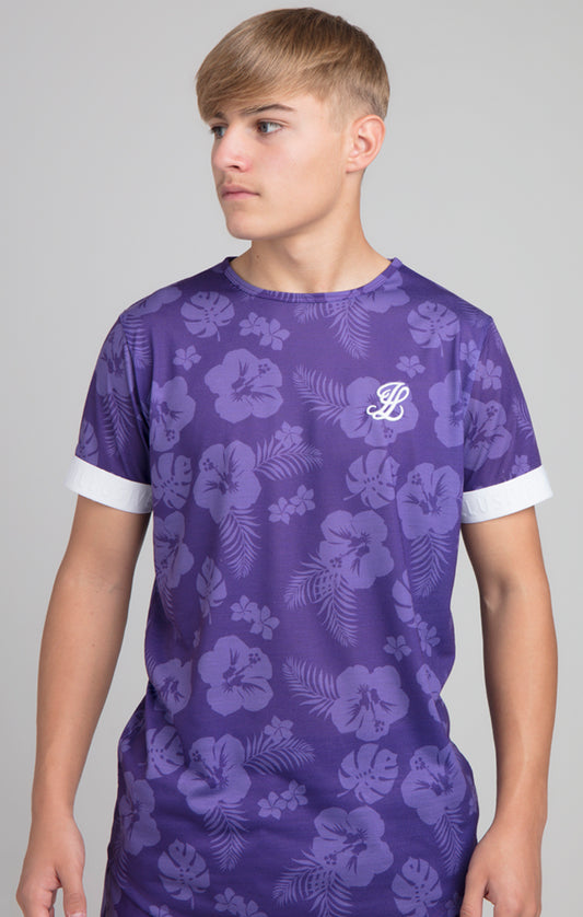 Illusive - Paars T-shirt met bloemenprint voor jongens