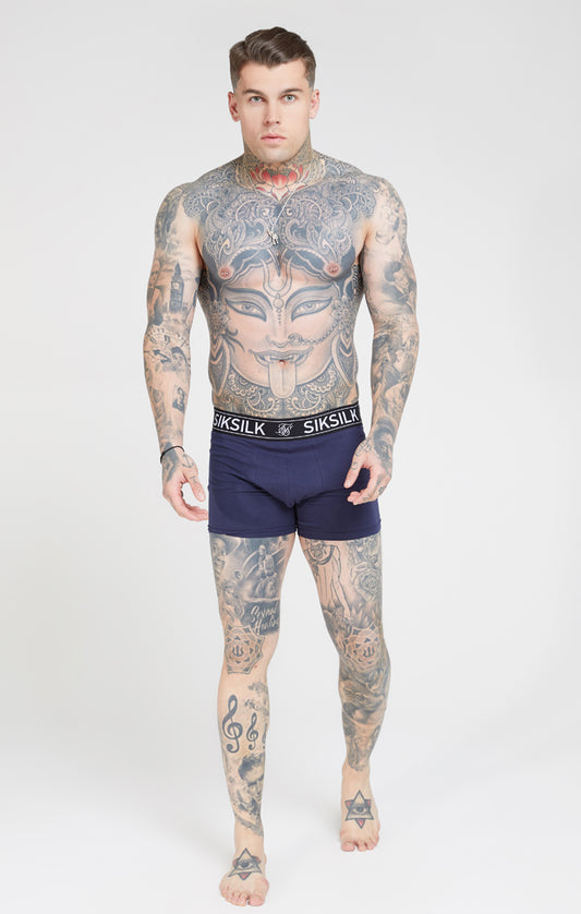 SikSilk Boxer korte broek (2 Pack) - Marineblauw & Gray Marl