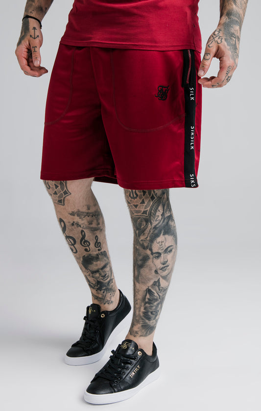 SikSilk Shadow Loose Fit Shorts - Deep Red & Black