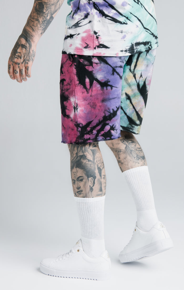 Laad de afbeelding in de Galerij viewer, SikSilk X Steve Aoki Relaxed Shorts - Rainbow Ink Tie Dye (1)