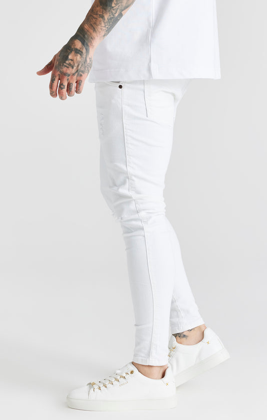 Essentials - Wit verwassen skinny jeans met een gedragen look en versleten details