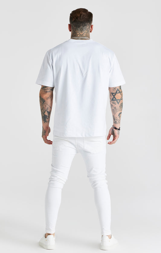 Essentials - Wit verwassen skinny jeans met een gedragen look en versleten details