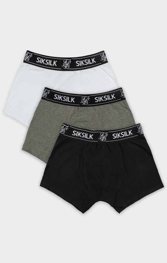 Set van 3 boxershorts in de kleuren zwart, wit en grijs