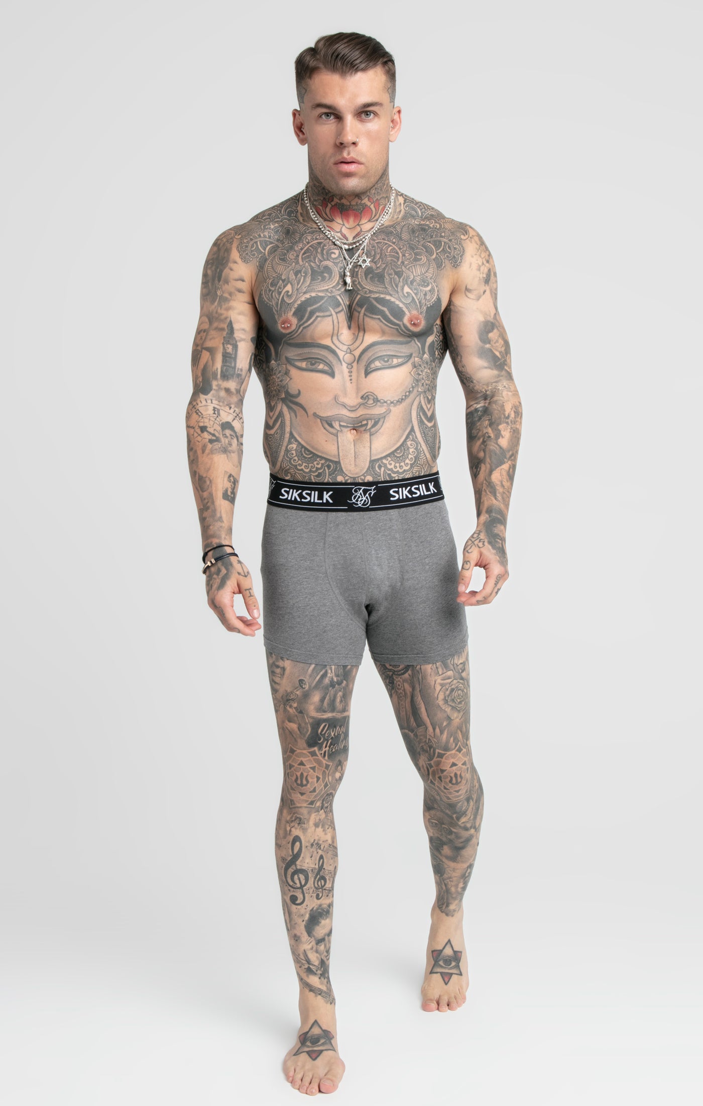 Laad de afbeelding in de Galerij viewer, Set van 3 boxershorts in de kleur grijs (3)