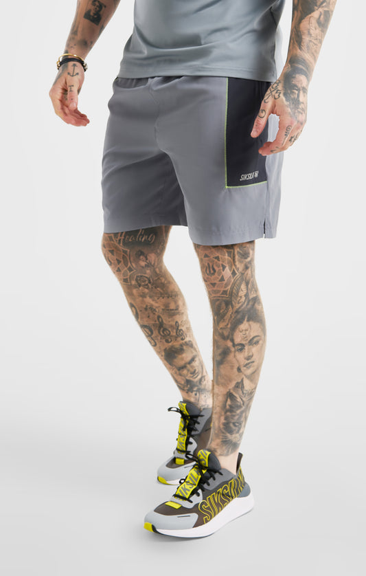 Geweven sportieve short in de kleur ‘grijs Marl’