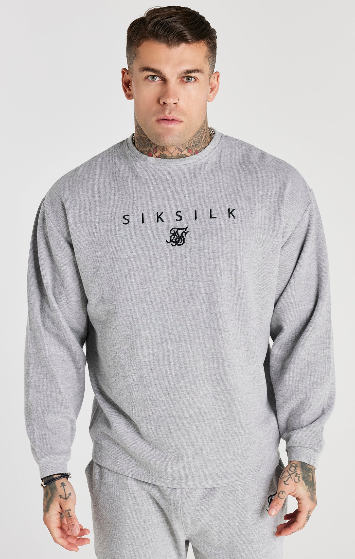 Laad de afbeelding in de Galerij viewer, SikSilk Essential Tricot Trui met Lange Mouwen - Marl Grijs