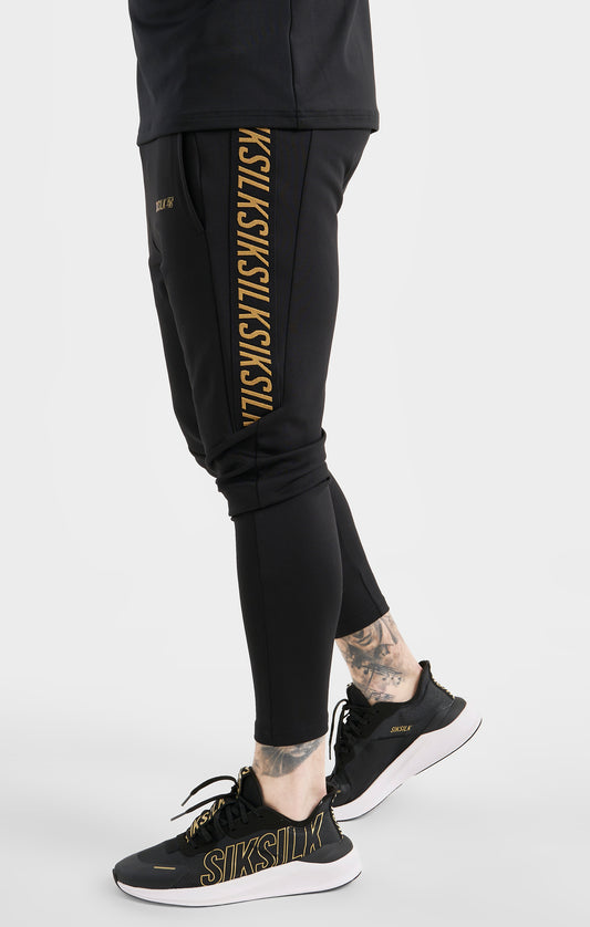 Black Sports Taped Muscle Fit Track Pant