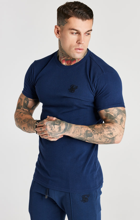 SikSilk Smart Visgraat T-shirt - Navy