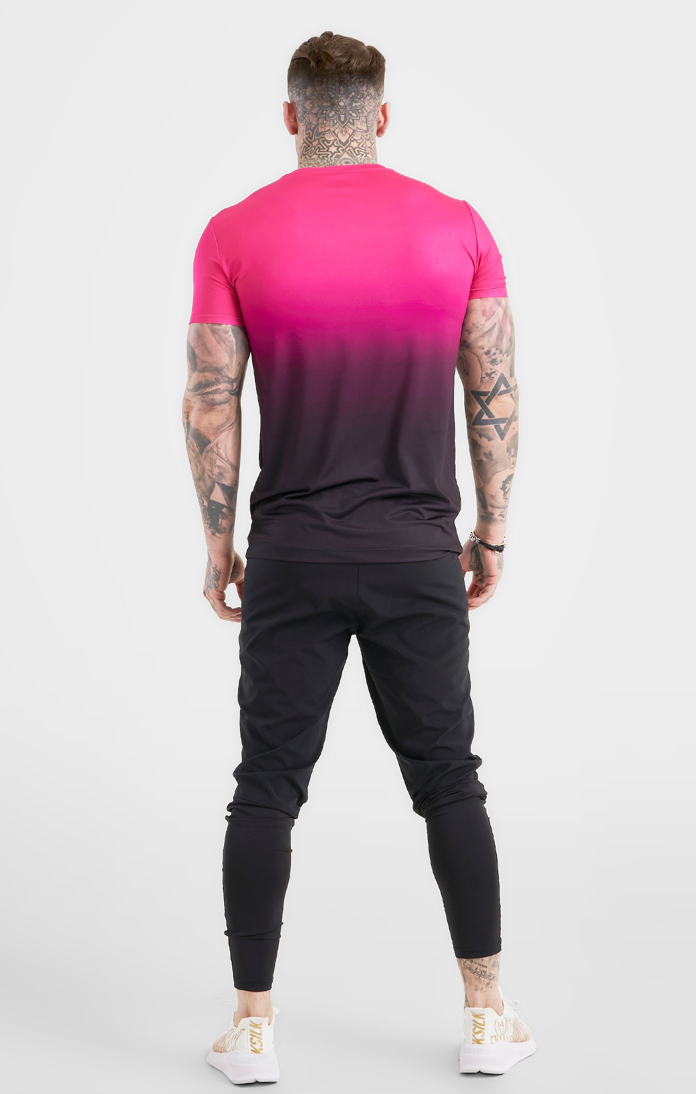 Laad de afbeelding in de Galerij viewer, Pink Fade Sports Muscle Fit T-Shirt (4)