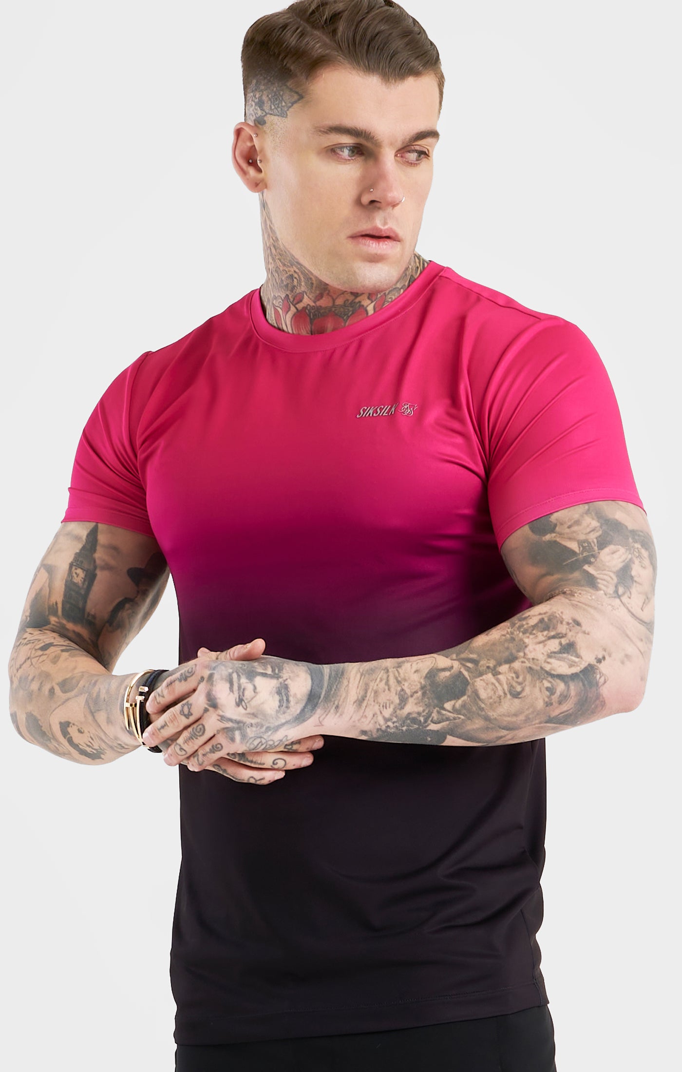 Laad de afbeelding in de Galerij viewer, Pink Fade Sports Muscle Fit T-Shirt