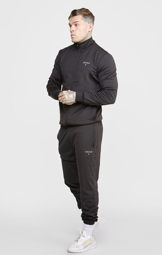 SikSilk Zonal - Zwarte sweater met trechterhals en volledige ritssluiting