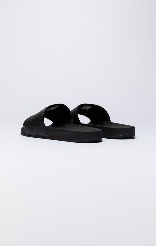 SikSilk Slippers met Logo - Zwart, Goudkleurig & Wit