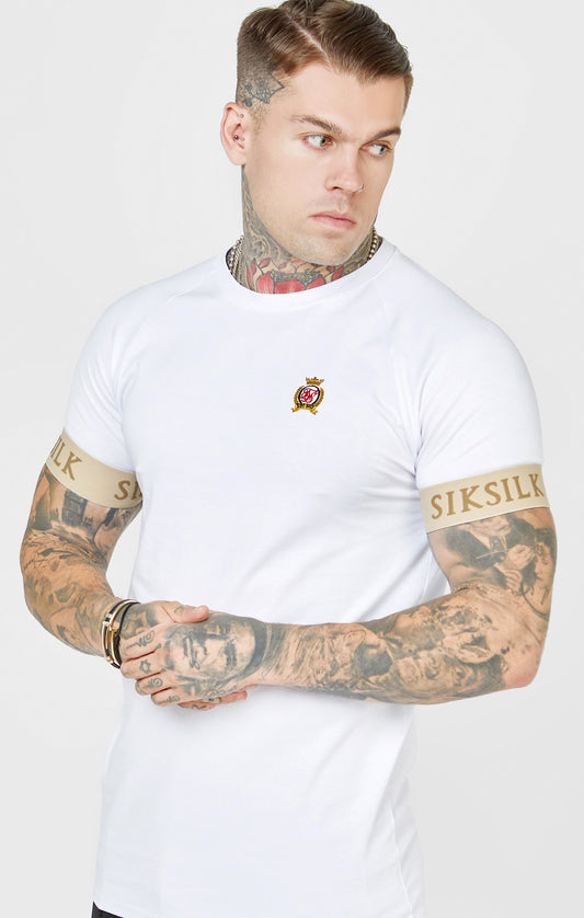 Wit T-Shirt met elastische mouwboorden en wapenschildlogo