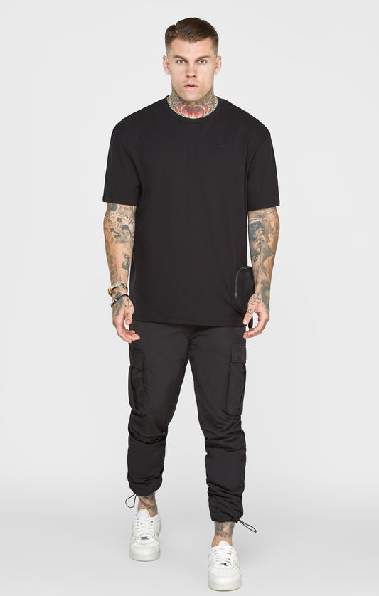 Zwart oversized T-shirt met zak