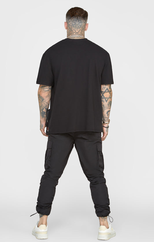 Zwart oversized T-shirt met zak
