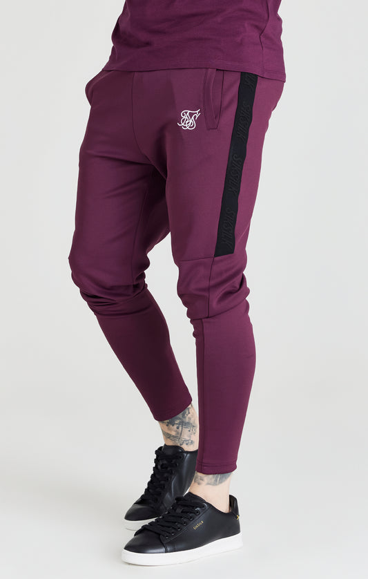 SikSilk Athlete - Bordeauxrode en zwarte broek met losse pasvorm en zijbanden