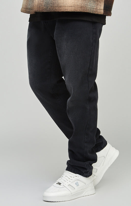 Zwarte jeans met normale pasvorm en rechte pijpen (straight cut)