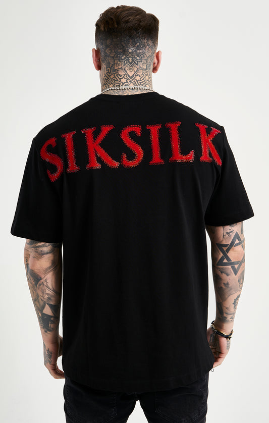 SikSilk Losvallend T-shirt met Bergkristallen - Zwart