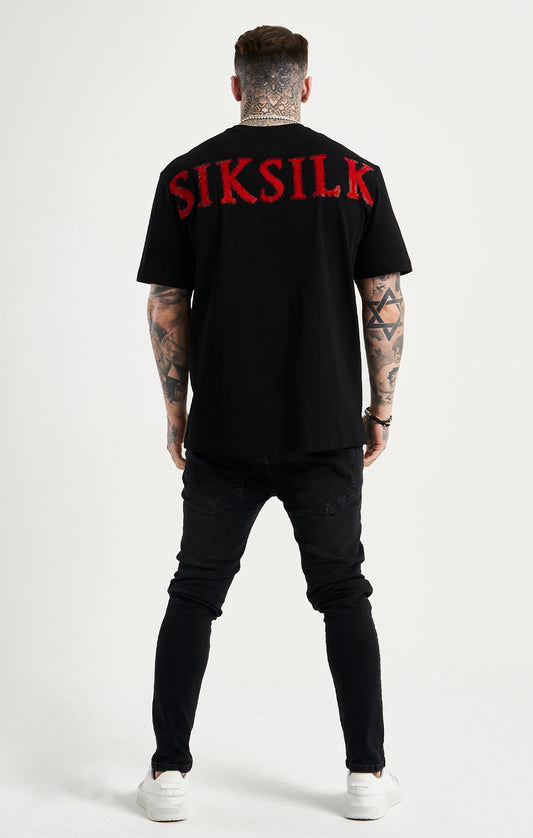 SikSilk Losvallend T-shirt met Bergkristallen - Zwart