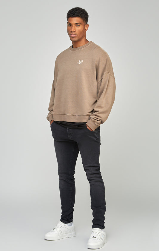 Bruin geverfd sweatshirt met wijde pasvorm