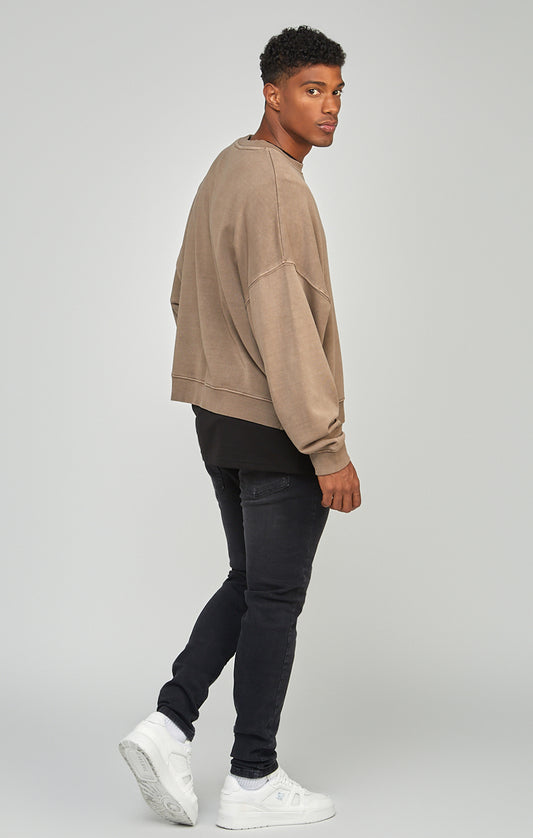 Bruin geverfd sweatshirt met wijde pasvorm