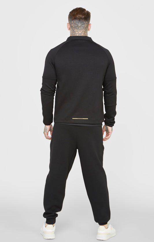 Zwarte sportieve sweater met volledige ritssluiting