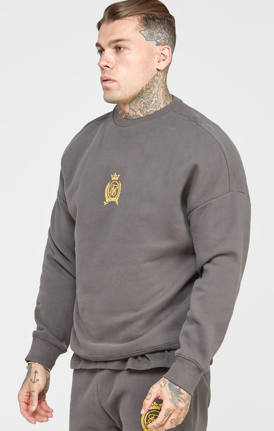Zwart sweatshirt met ronde hals en goudkleurig detail