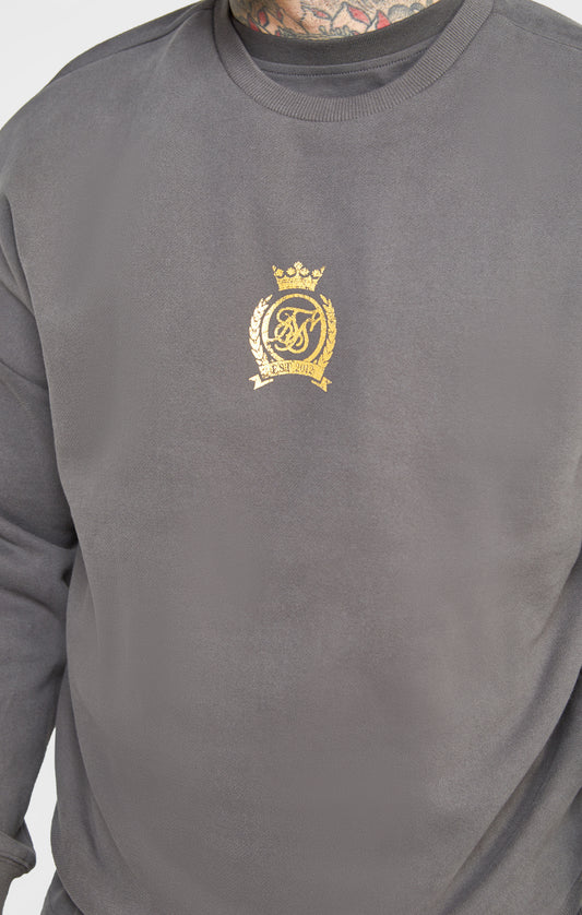 Zwart sweatshirt met ronde hals en goudkleurig detail