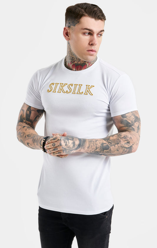 SikSilk Logo T-Shirt - Wit & Goudkleurig