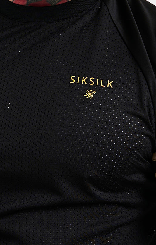 SikSilk Mesh Sport T-Shirt - Zwart & Goudkleurig