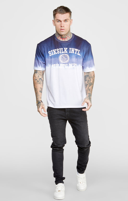 Marineblauwe T-Shirt met kleurverloop en grafische print