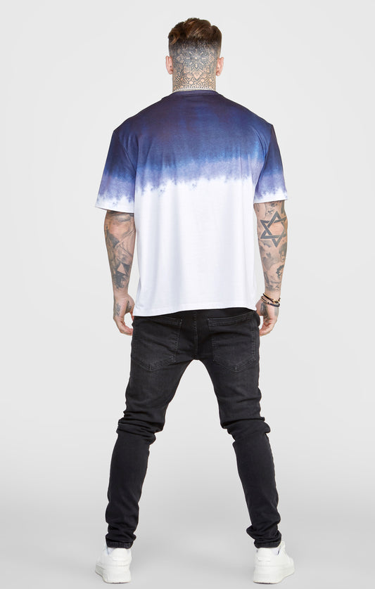 Marineblauwe T-Shirt met kleurverloop en grafische print
