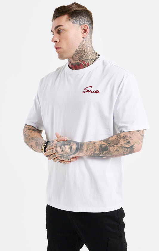 White Script Embroidery Oversized T-Shirt