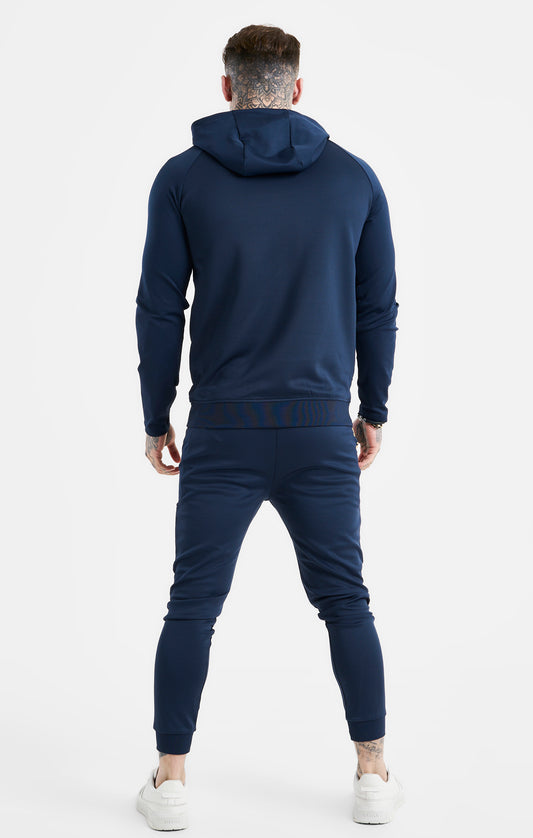 Marineblauwe sweater met capuchon en nummerprint