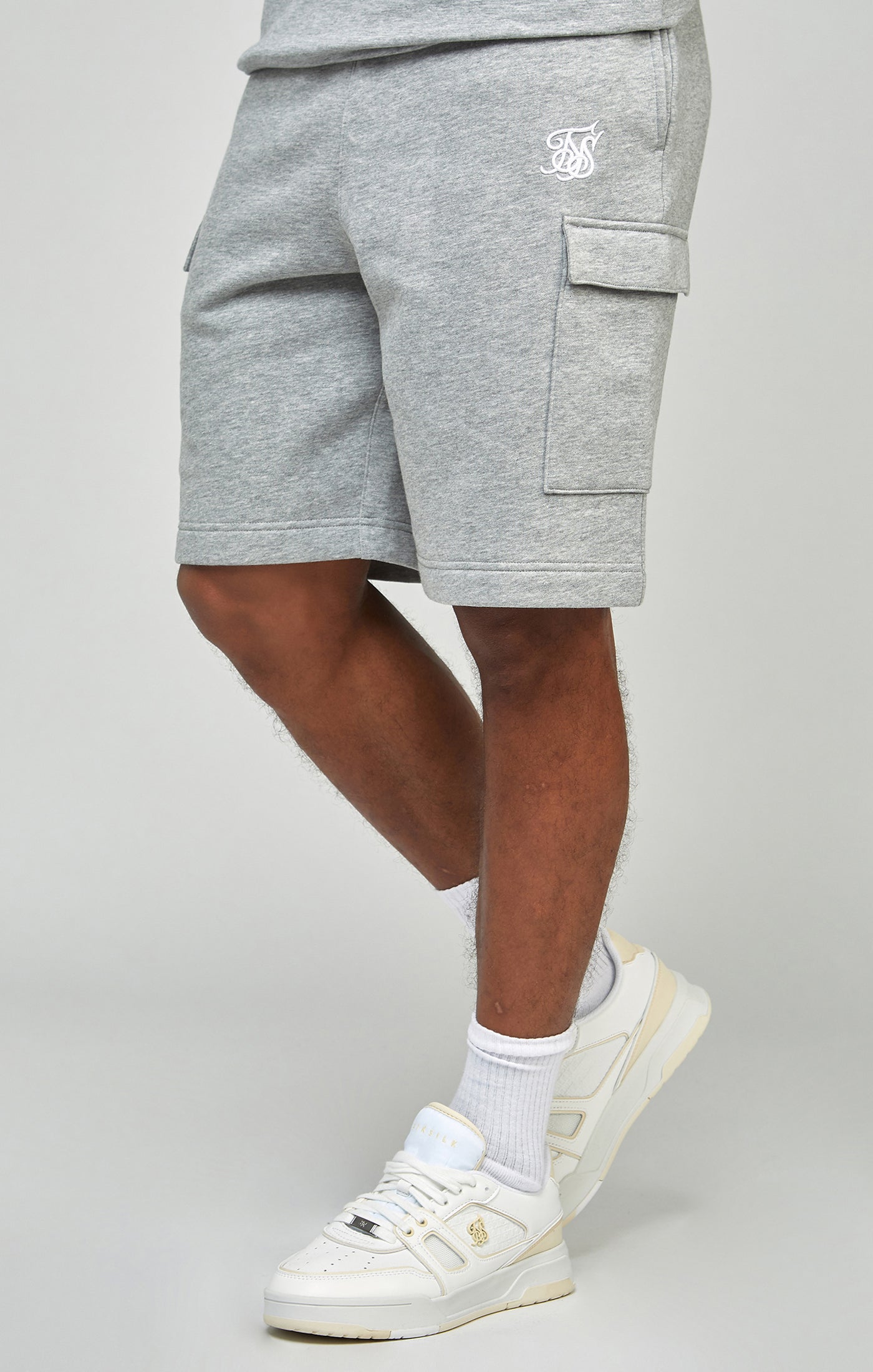 Laad de afbeelding in de Galerij viewer, Grey Marl Essential Cargo Fleece Shorts