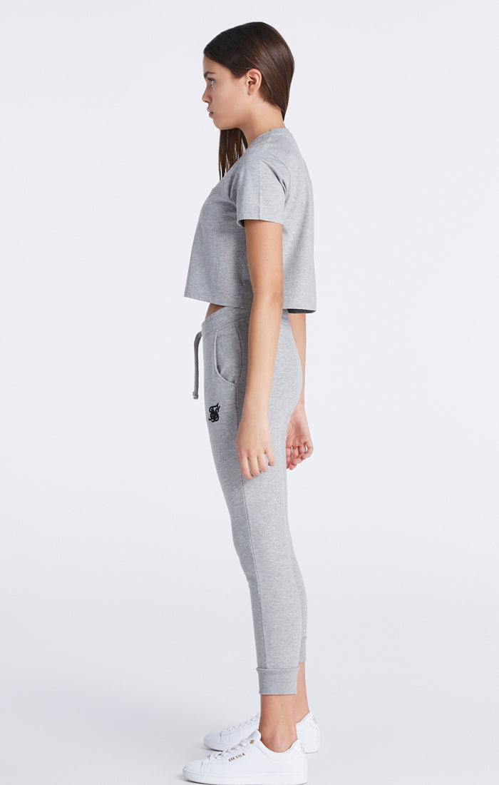 Laad de afbeelding in de Galerij viewer, Essentials voor meisjes - Cropped T-shirt in de kleur ‘grijs Marl’ (2)