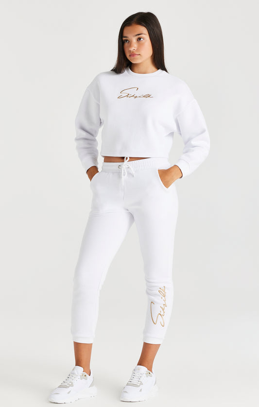 Wit cropped sweatshirt met opschrift voor meisjes