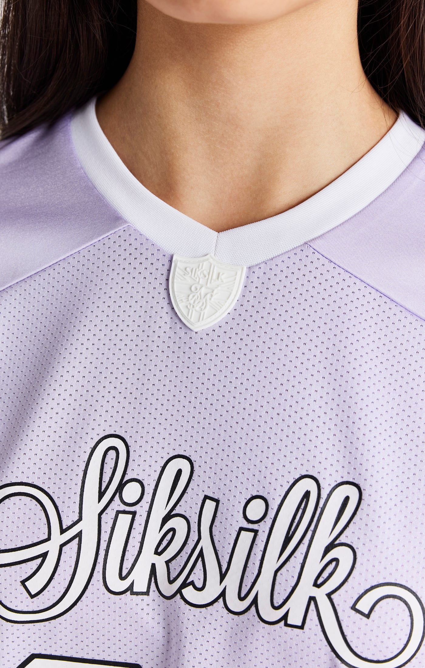 Laad de afbeelding in de Galerij viewer, Girls Purple Retro Football Jersey (5)