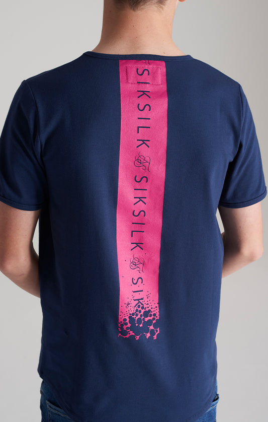 SikSilk Covert T-shirt - Navy & Roze
