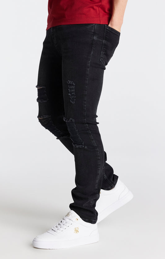 Zwarte slim fit jeans met een gedragen look en versleten details voor jongens