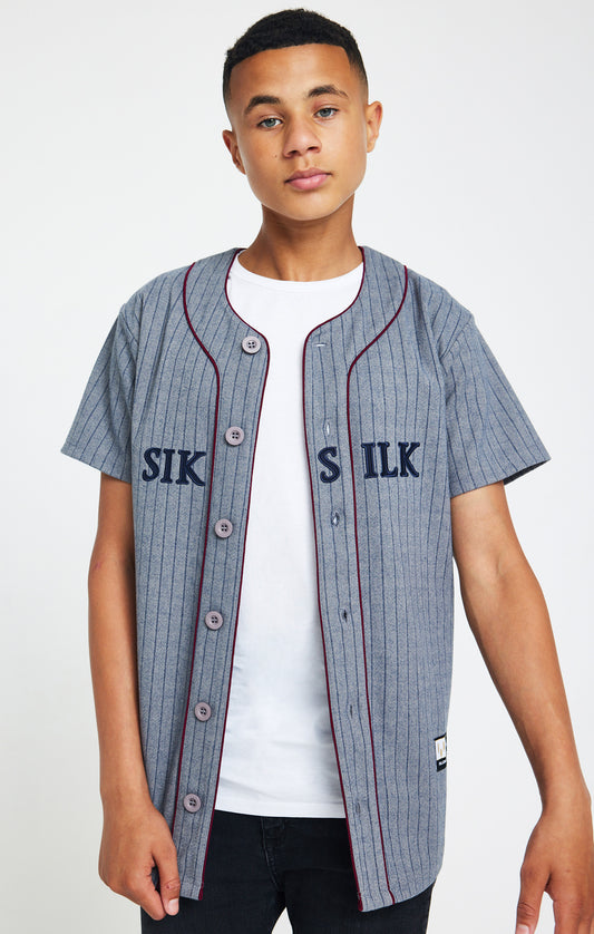 Messi X SikSilk Baseball Shirt - Marl Grijs Bordeaux & Navy