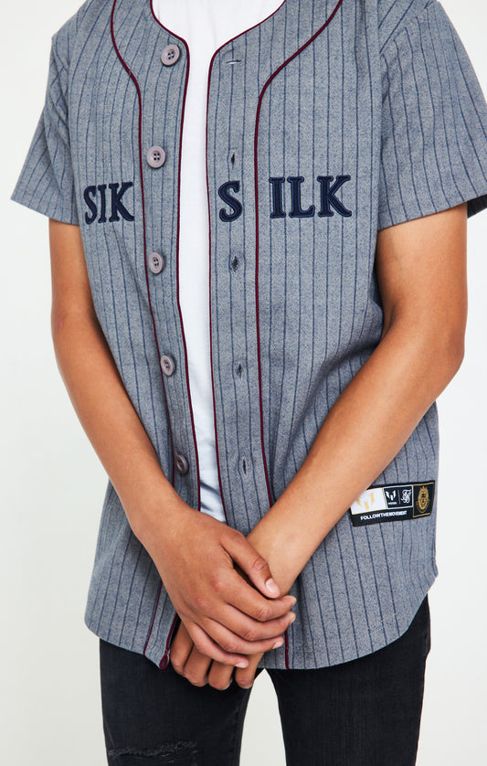 Messi X SikSilk Baseball Shirt - Marl Grijs Bordeaux & Navy