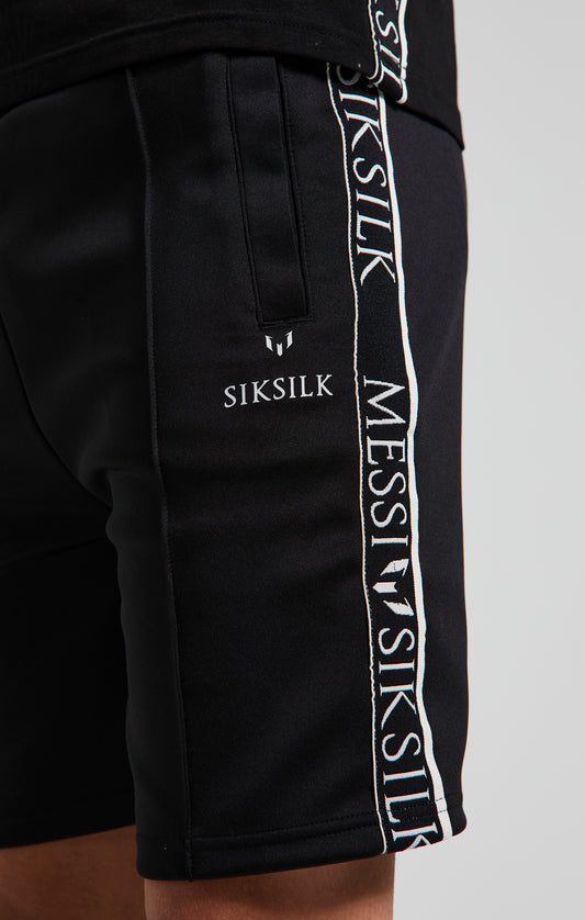 Messi x SikSilk - Zwarte short met zijbanden voor jongens