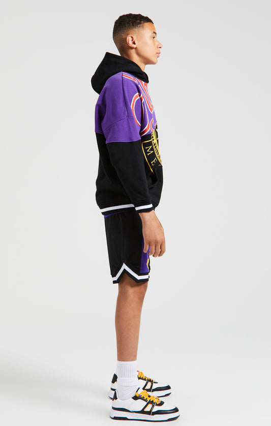 Messi x SikSilk - Retro basketbalshort in Varsity-stijl in de kleuren zwart en paars