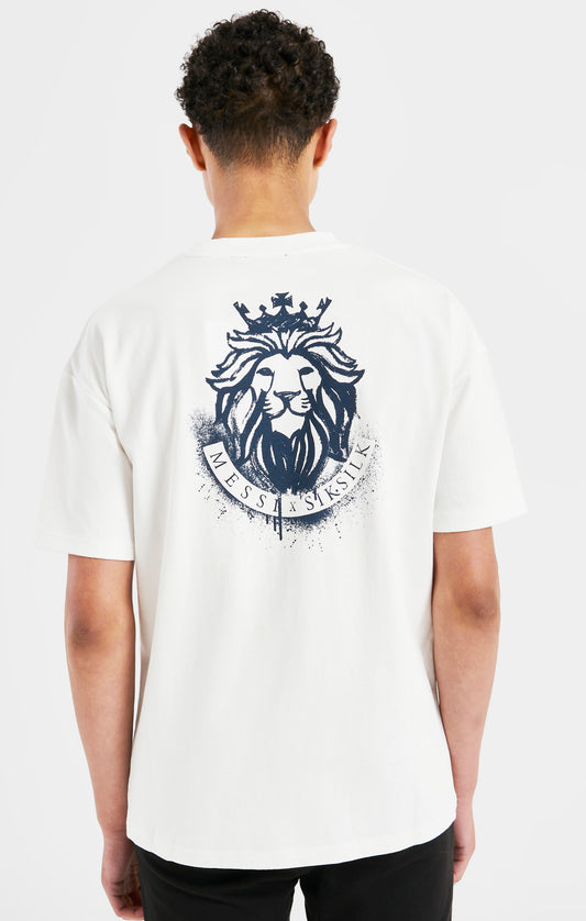 Messi x SikSilk - Ecru oversized T-shirt met leeuwenprint voor jongens