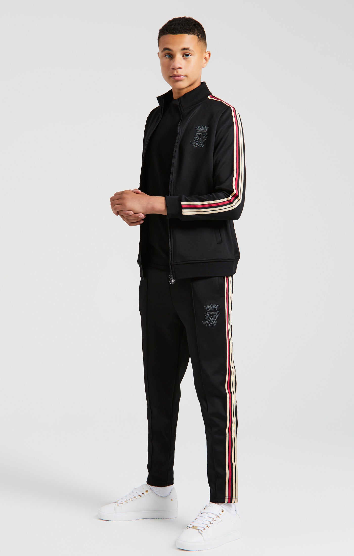 Laad de afbeelding in de Galerij viewer, Messi x SikSilk - Zwarte sweater met trechterhals en volledige ritssluiting (3)